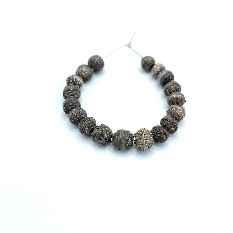 Short Strand Mauritanian Silver Beads, with Lots of Patina - Rita Okrent Collection (ANT565)