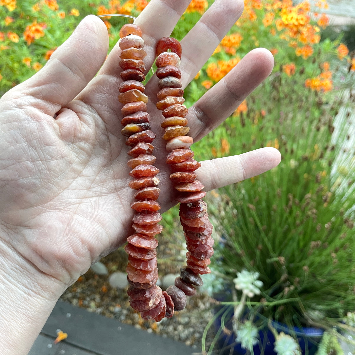 Short Strands of Neolithic Red Carnelian Agate Stone Beads, Mauritania - Rita Okrent Collection (S493)