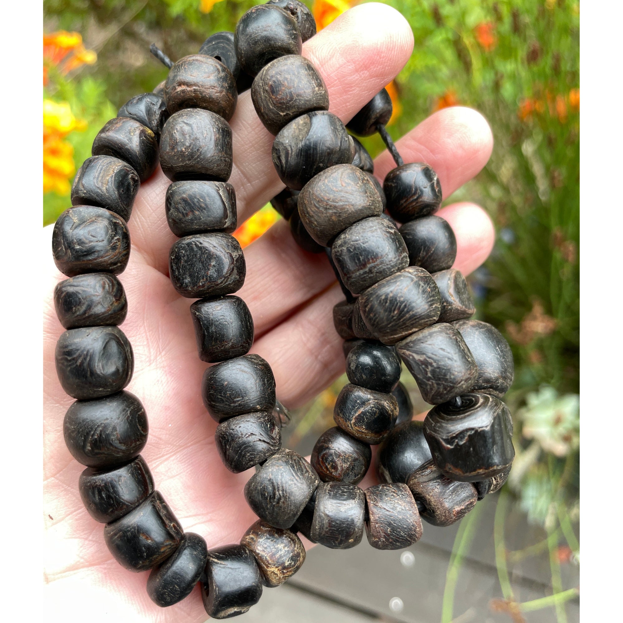Black Coral Beads from an old Yemeni Prayer Strand - Rita Okrent Collection  (ANT538) - Rita Okrent Collection