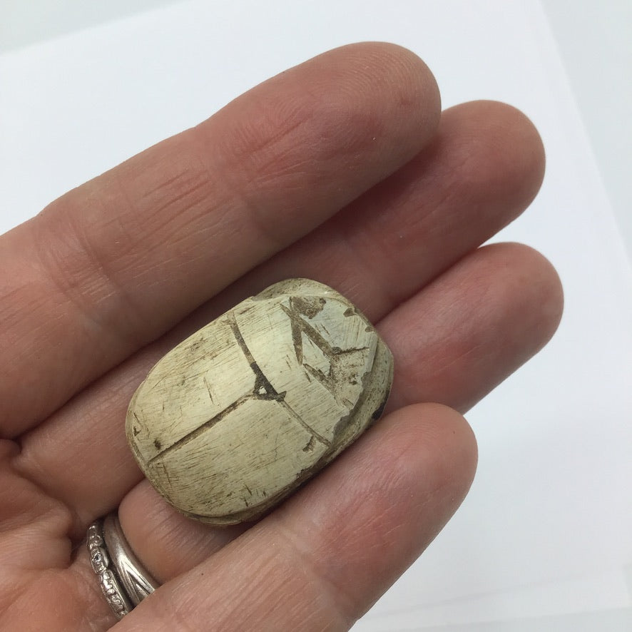 Large Egyptian Stone Scarab Amulet, with Hole for Stringing - Rita Okrent Collection(AN157a)