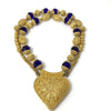 Vintage Gilded Silver Traditional Beaded Necklace with Heart Pendant from Mauritania - Rita Okrent Collection (NE323)