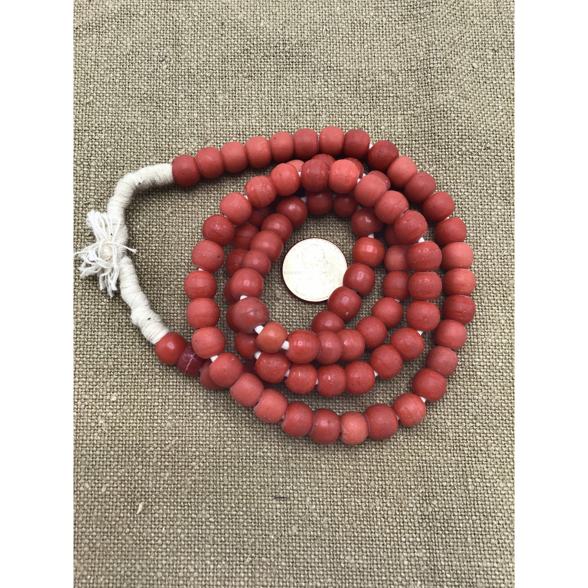 Bright Red Czech Glass Prosser Trade Beads, Nigeria - Rita Okrent Collection (AT0665r)