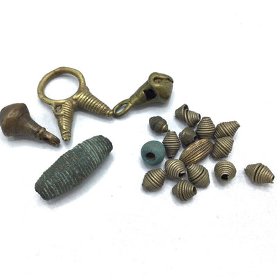 Group of Brass and Copper Beads and Pendants, African Trade - Rita Okrent Collection (AT1718)
