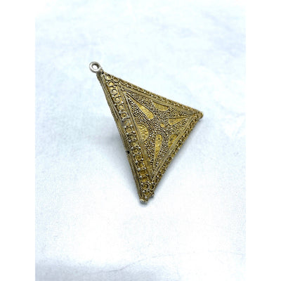 Gilded Granulated and Decorated Triangular Focal Pendant from Senegal or Mauritania - Rita Okrent Collection (P875)