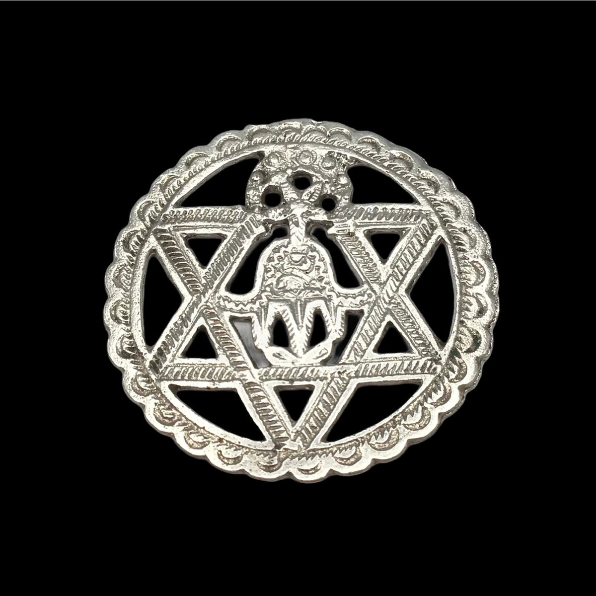 Silver Star of David Pendant with Hamsa, Siwa Oasis, Egypt - Rita Okrent Collection (P723)