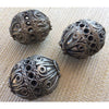 Large Berber Decorative Metal Focal Beads, Silver with Patina, Morocco