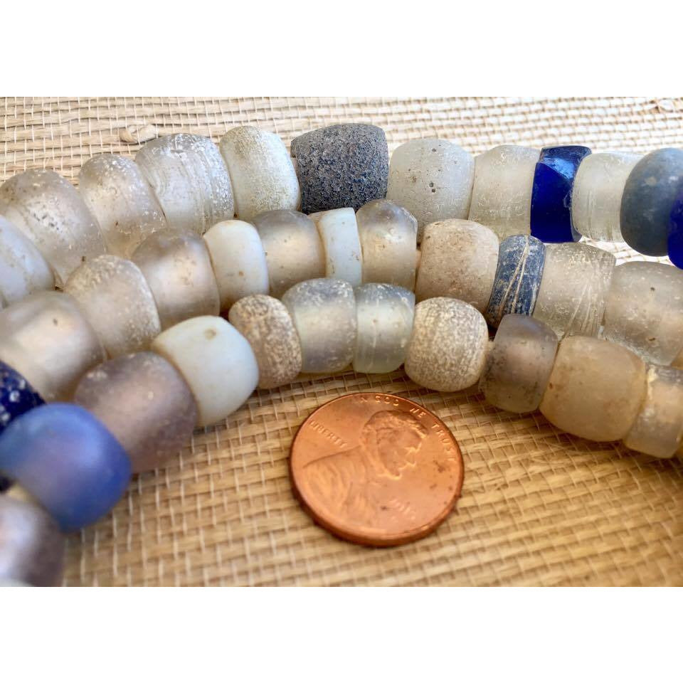 Antique Opalescent Dutch Moon Beads with Dutch Dogon Glass Trade Beads