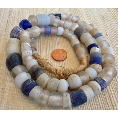 Antique Opalescent Dutch Moon Beads with Dutch Dogon Glass Trade Beads