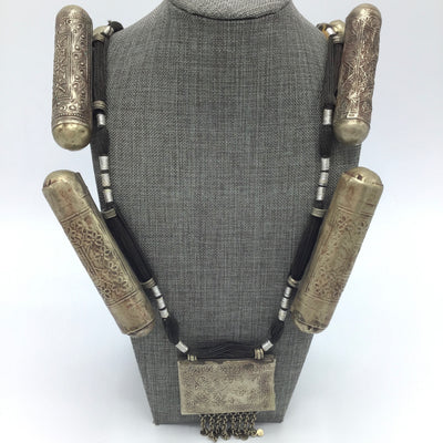 Antique Silver Prayer Box Necklace, India or Pakistan - Rita Okrent Collection (NE605)