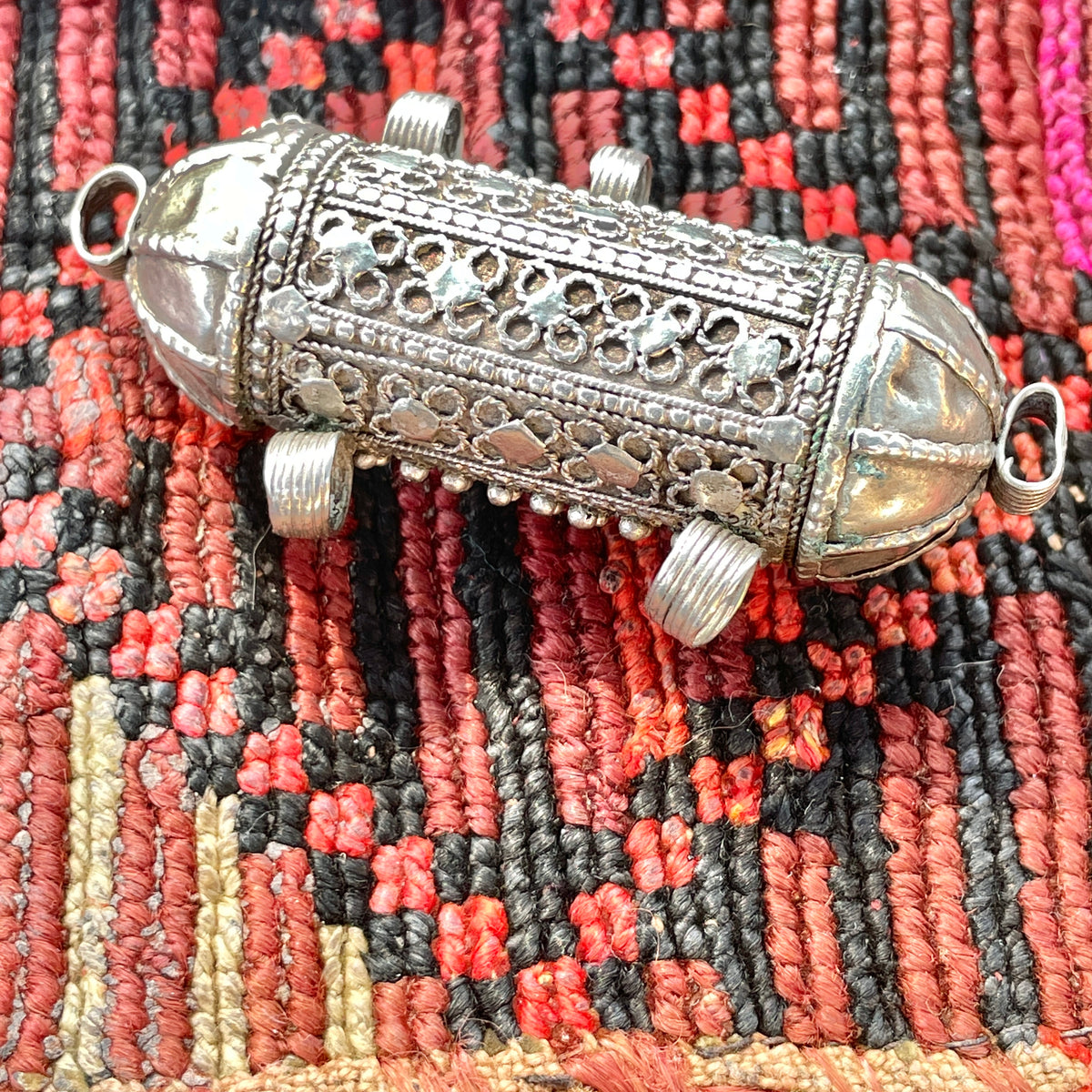 Bedouin Silver Hirz Prayer Amulet, with Top, Bottom and Side Bails - Rita Okrent Collection (P729)