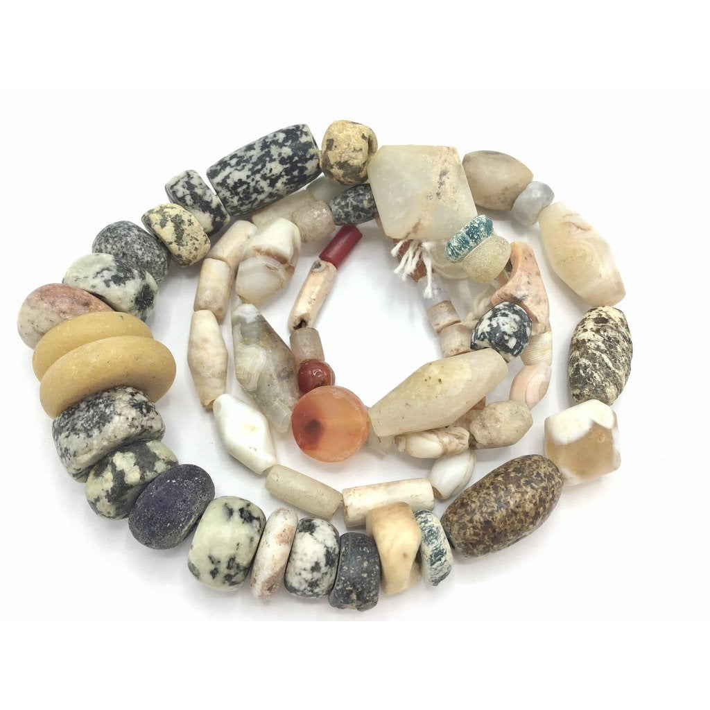 Mixed Granite, Agate, Faux Amber and Glass Bead Strand from the African Trade - Rita Okrent Collection (S459)