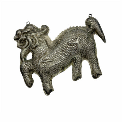 Antique Chinese Silver Repousse Qilin Dragon Pendant - Rita Okrent Collection (P888)