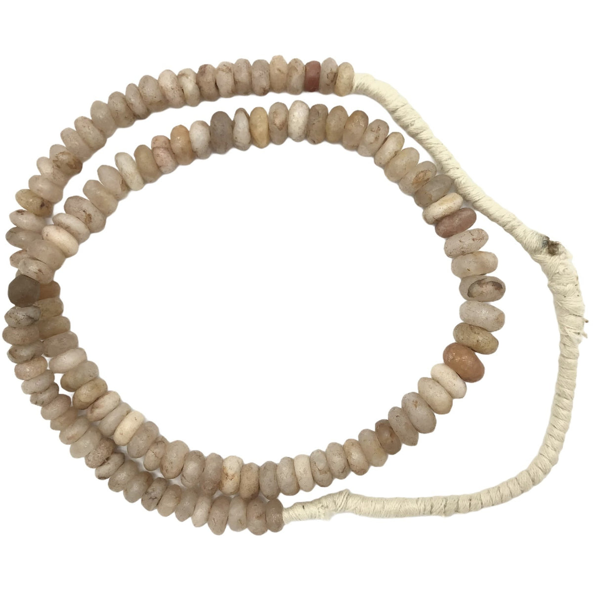 Graduated Ancient Neolithic Translucent Beige Quartz Donut Stone Beads from Mauritania -Rita Okrent Collection (S479)