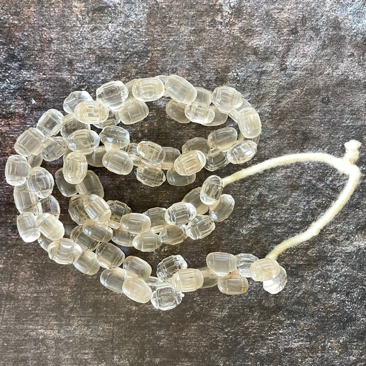 Full Strands of Bohemian Clear Molded Glass Barrel Bead Pendants from the African Trade - Rita Okrent Collection (ANT309fs)