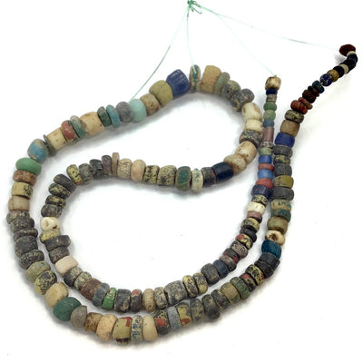 24 Inch Strand of Mixed Color Antique and Ancient Glass Beads, Mali - Rita Okrent Collection (AT0663)