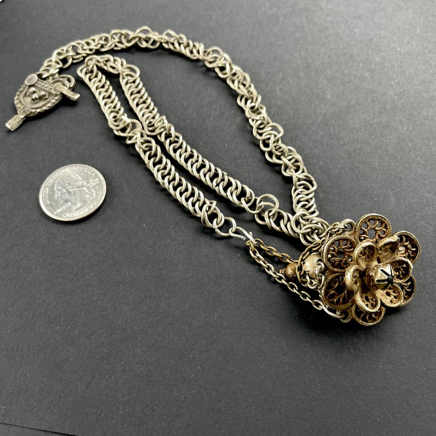 Antique Silver Chain with Pendants from Rita&#39;s Design Room - Rita Okrent Collection (P876)