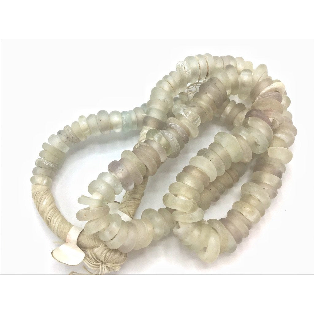 Antique Clear White and Lavender Purple Hued Dutch Donut Beads, from the African Trade - Rita Okrent Collection (AT1103)