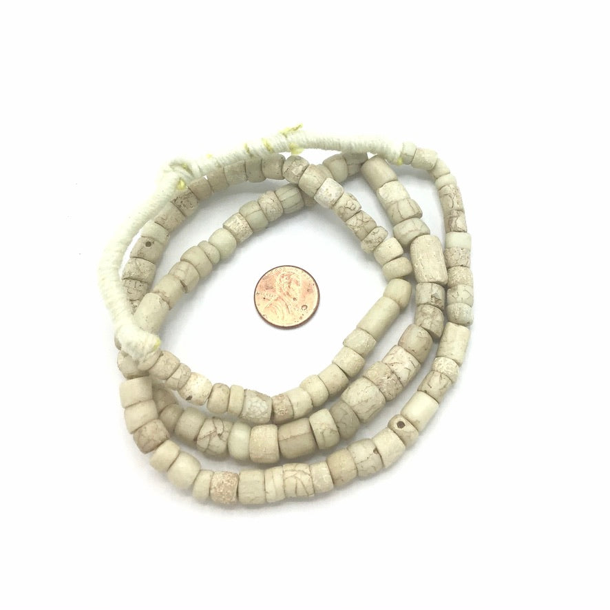 Antique Beachy Neutral White Galet Blanc Venetian Glass Beads from the African Trade - Rita Okrent Collection (AT0875)