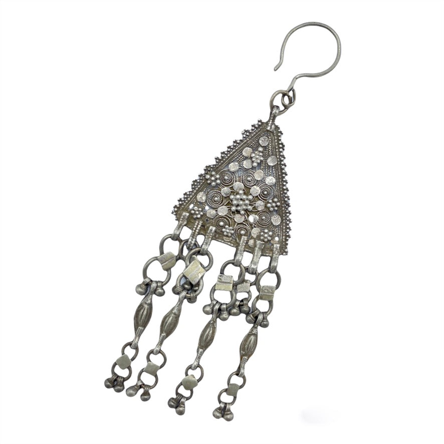 Triangular Bedouin Silver Headdress Ornament with Dangles, Yemen - Rita Okrent Collection (P809d)