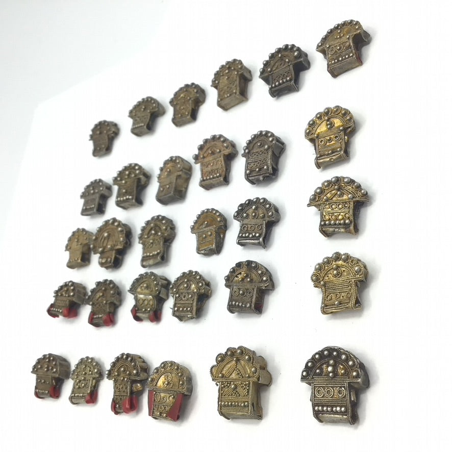 Mauritanian Gilded Silver Gold Washed Fan-Shaped Hair Bead Ornaments - RIta Okrent Collection (C554f)