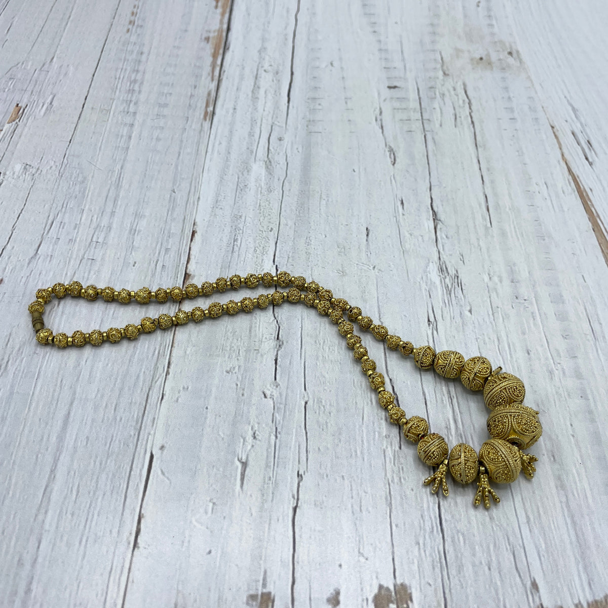 Vintage Gilt Granulated Silver Traditional Tukulor Beaded Bridal Necklace from Senegal or Mauritania - Rita Okrent Collection (NE328)