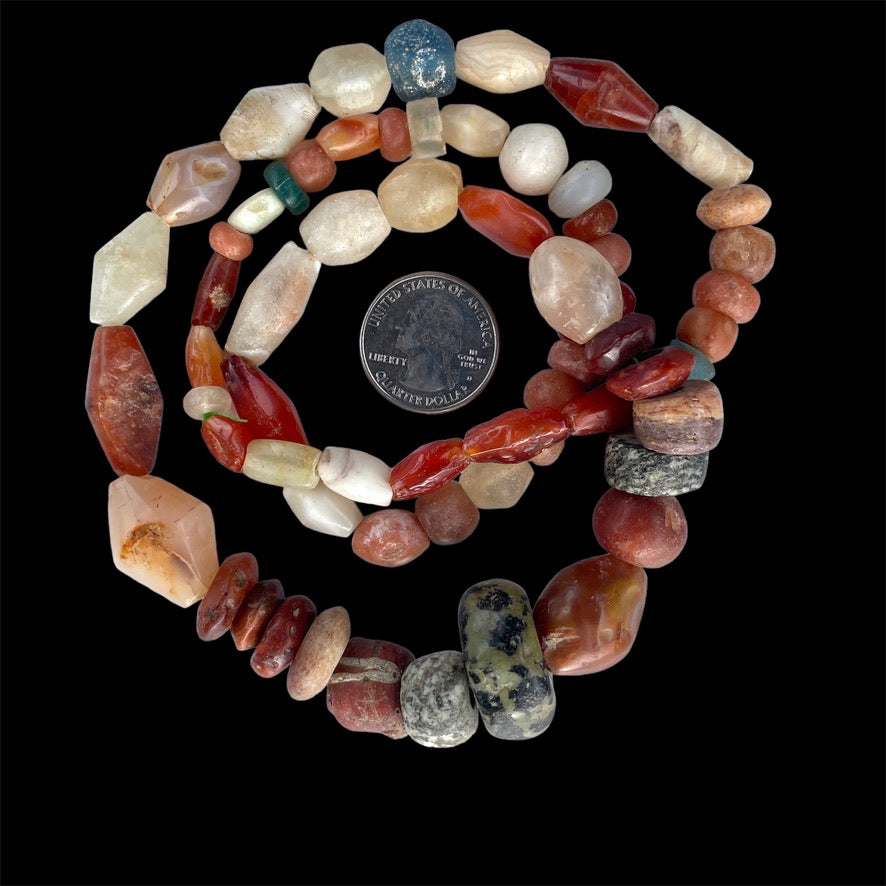 Mixed Ancient Agate, Carnelian, Granite and Rock Crystal Strand - Rita Okrent Collection (S678)