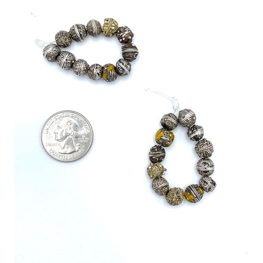 Antique Handmade Mauritanian Silver and Gilded Silver Granulated Beads in Short Strands, Sold by Strand - Rita Okrent Collection (ANT541)