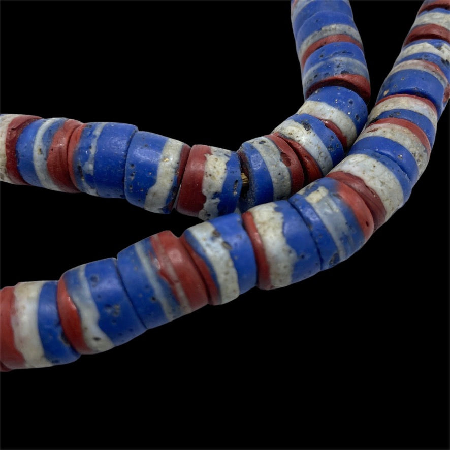 Antique American Flag Sliced Venetian beads and Other Mixed Trade Beads - Rita Okrent Collection (AT0500)