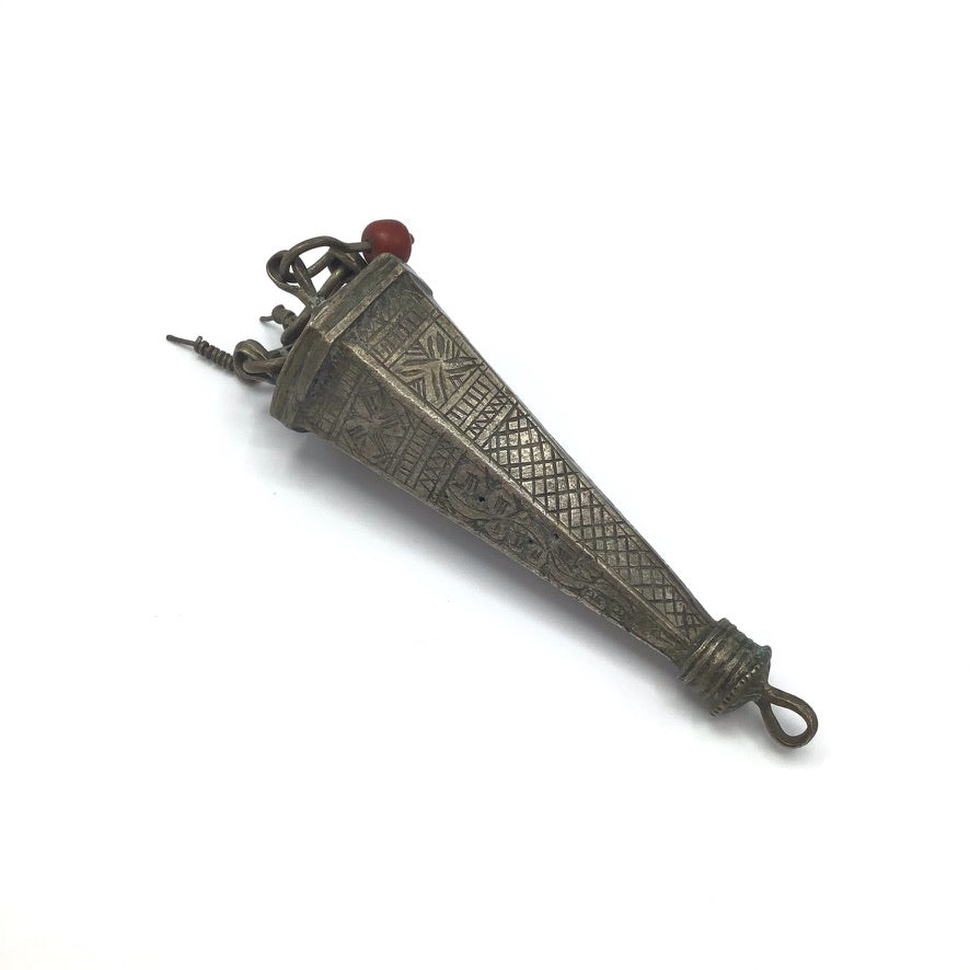 Hanging Berber Silver Perfume Amulet, with Dangles, Morocco - Rita Okrent Collection (P635c)