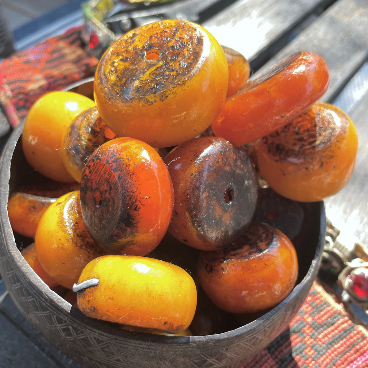 Berber Faux Amber Resin Beads, Morocco, Sold Individually - Rita Okrent Collection (NP038i)