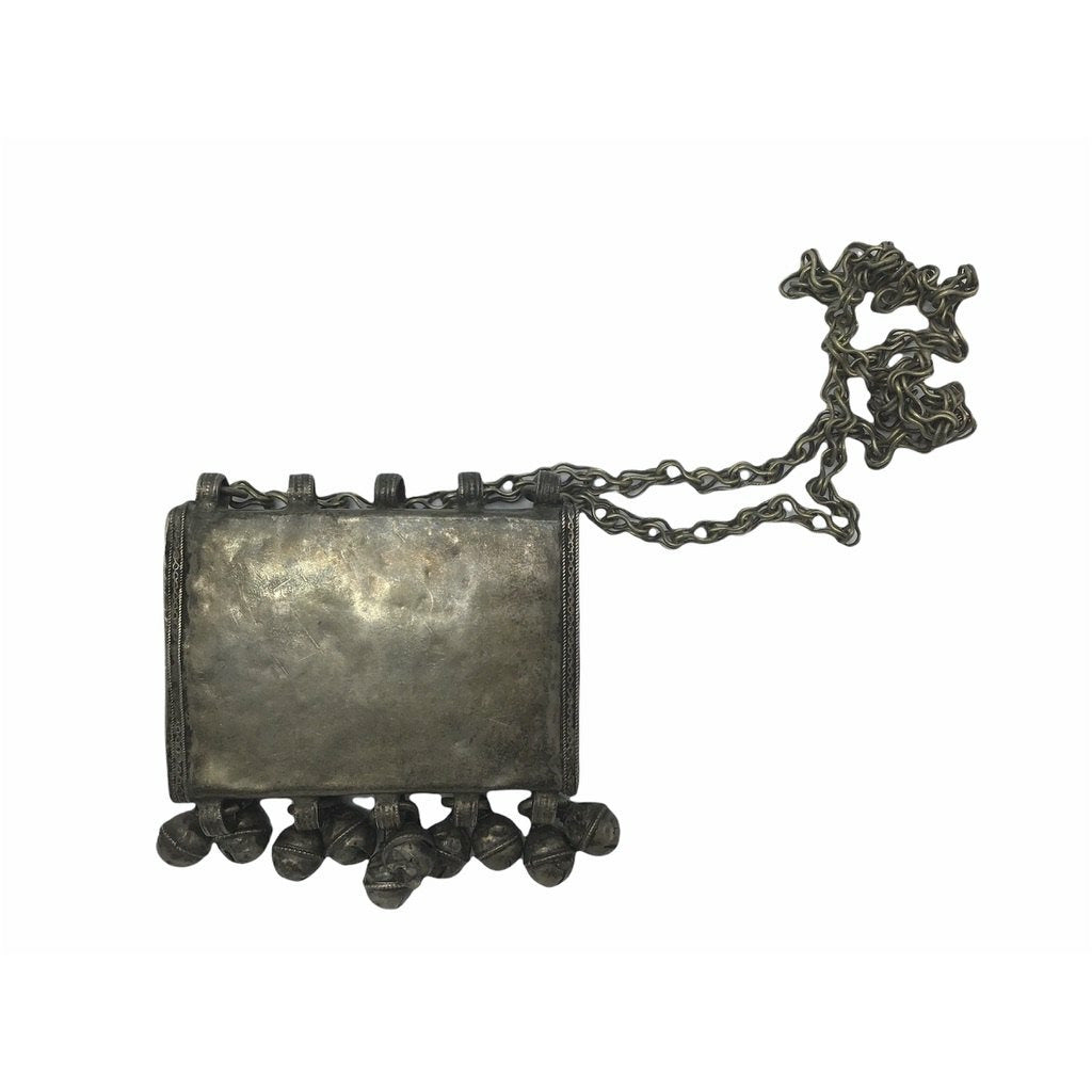 Ethnic Yemeni Rashaida Large Silver Hirz Box Pendant Necklace, Ethiopia /Yemen - Rita Okrent Collection (NE476)