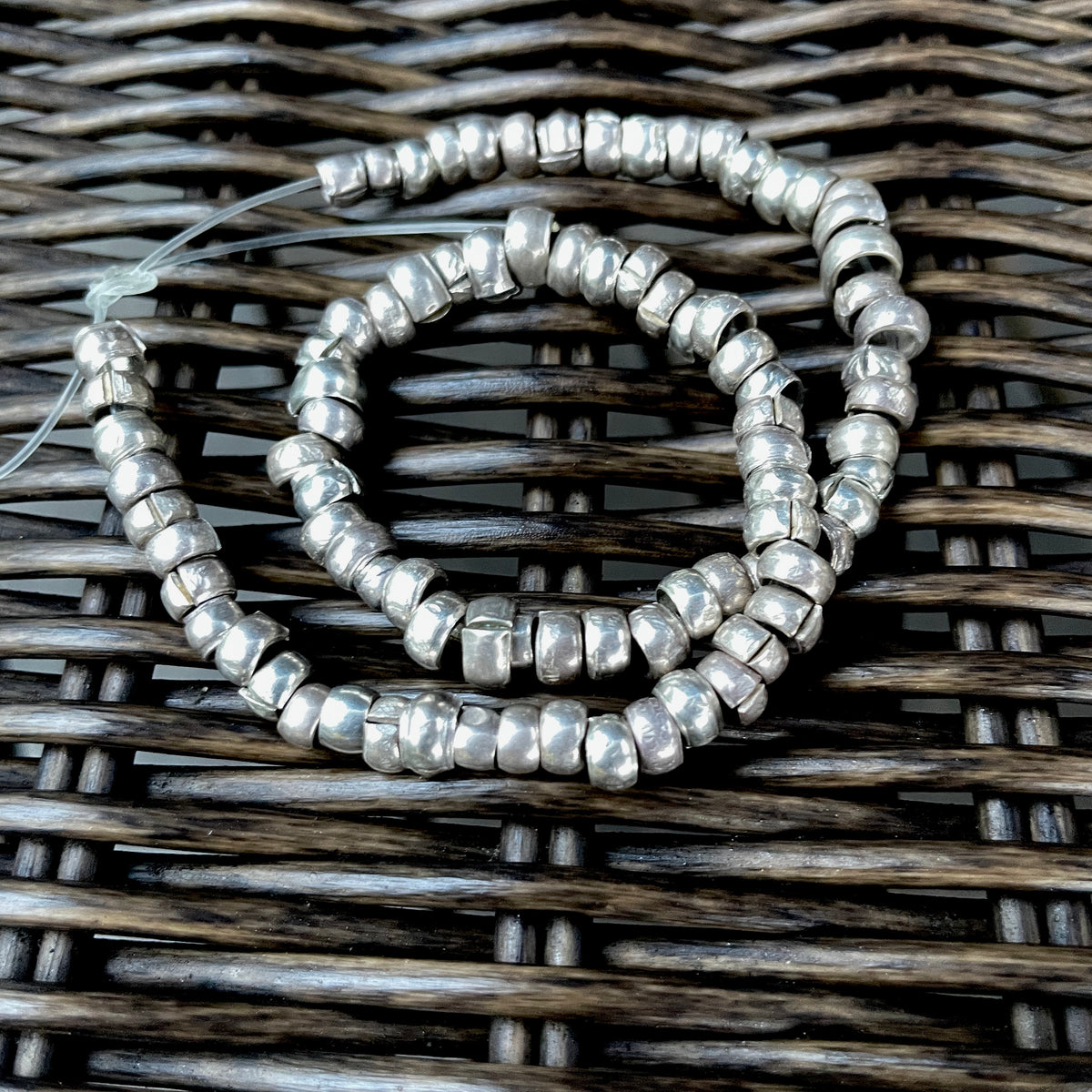 Choice of Short, Medium or Longer Length Strands of Yemeni Silver Spacers - Rita Okrent Collection (ANT602)