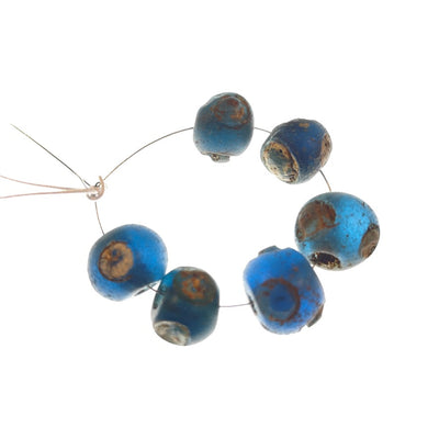 Short Strand of 6 Ancient Islamic Glass Evil Eye Beads from the Sahara - Rita Okrent Collection (AG305s)