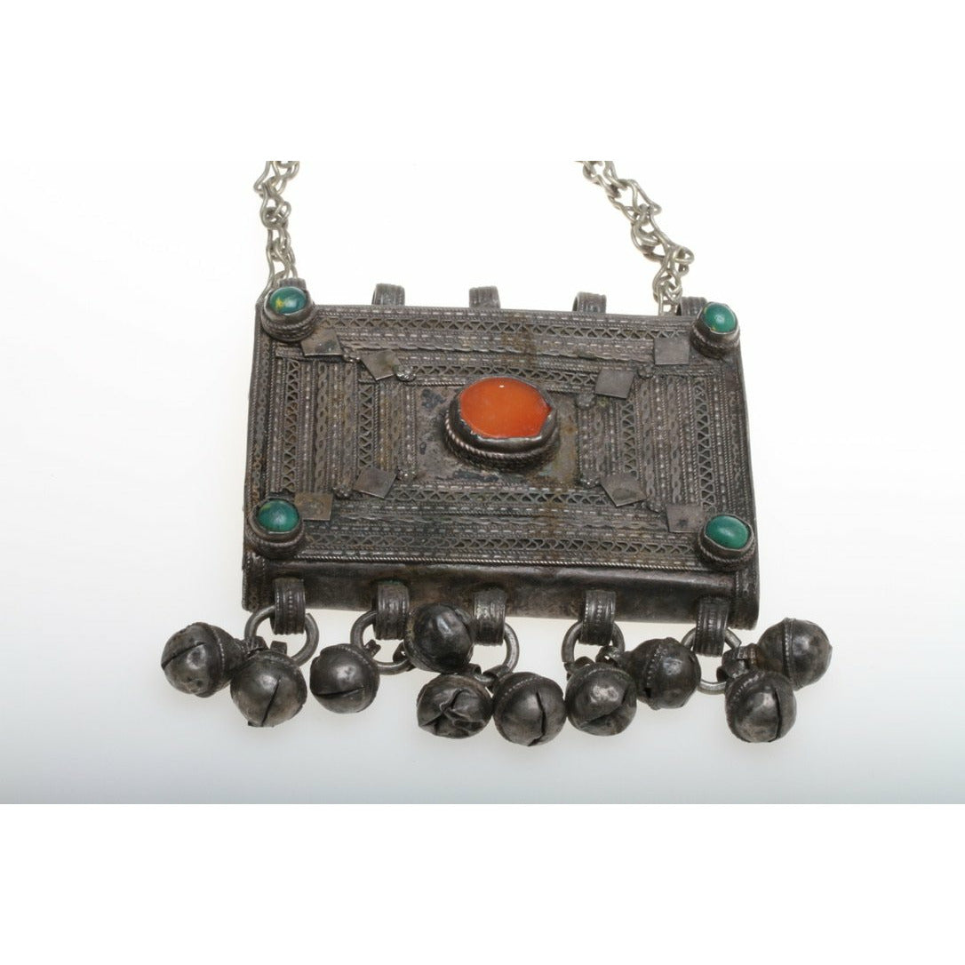 Ethnic Yemeni Rashaida Large Silver Hirz Box Pendant Necklace, Ethiopia /Yemen - Rita Okrent Collection (NE476)