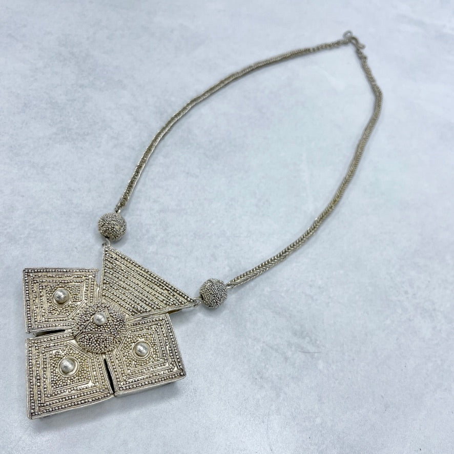 Granulated Silver Boghdod Southern Cross Necklace on Silver Chain - Rita Okrent Collection (NE594)