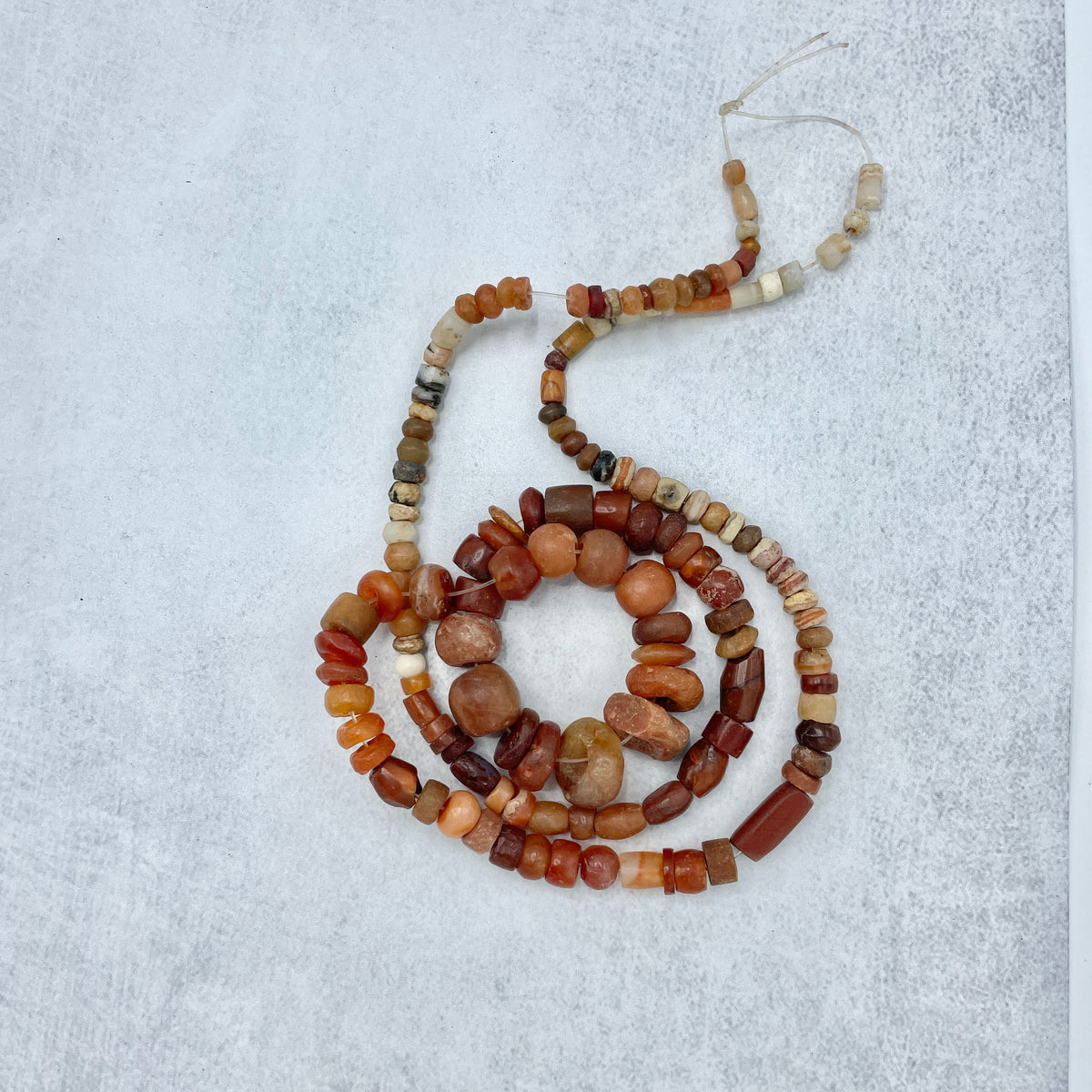 Mixed Size and Shape Ancient Carnelian Beads Finished with Small Stone Beads - Rita Okrent Collection (S443b)