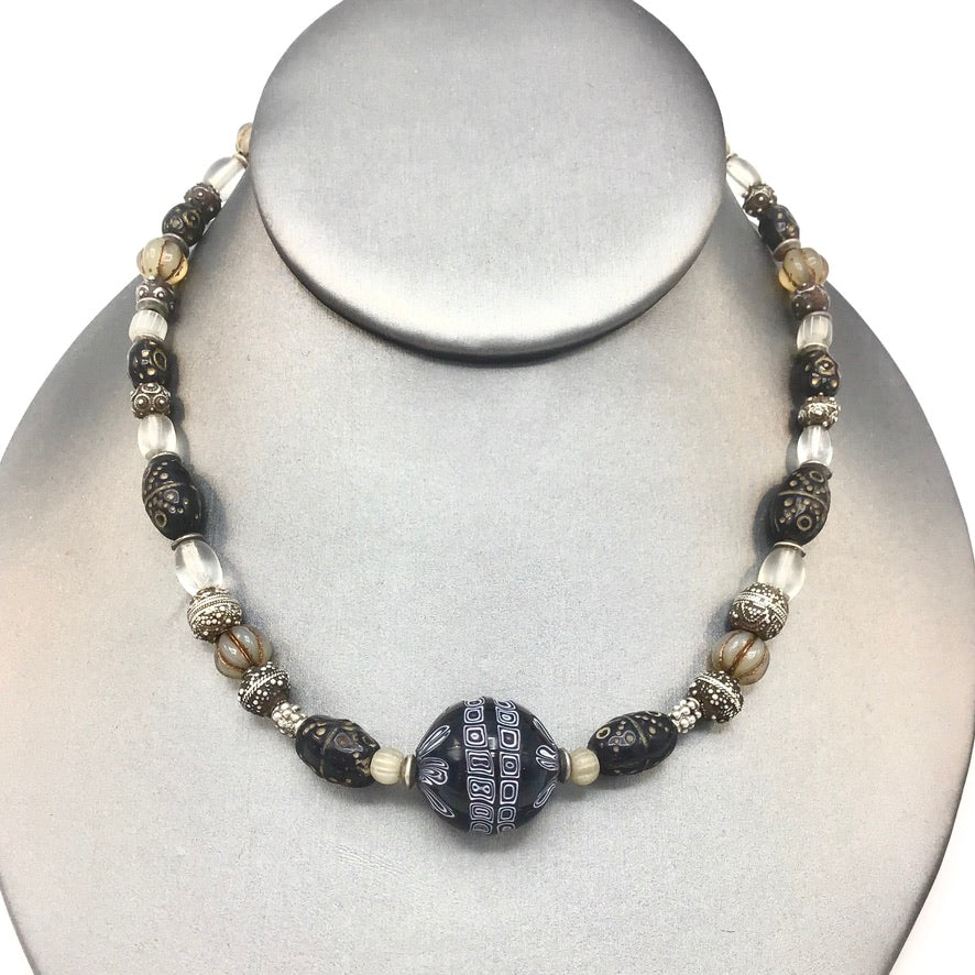 Black, White and Silver Mix Choker - Rita Okrent Collection (NE420)