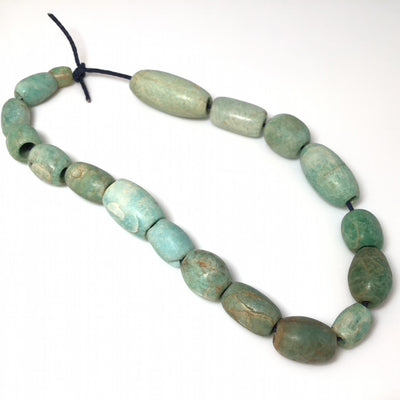 Strand of Ancient Amazonite Beads from Mauritania with Lovely Markings - Rita Okrent Collection (S567)