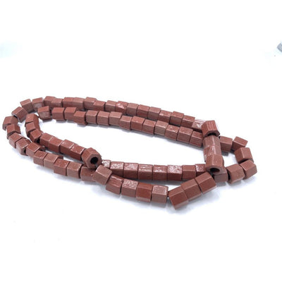 Vintage Brick Red Hexagon Glass Prosser Beads, Czechoslovakia or France - Rita Okrent Collection (ANT439)
