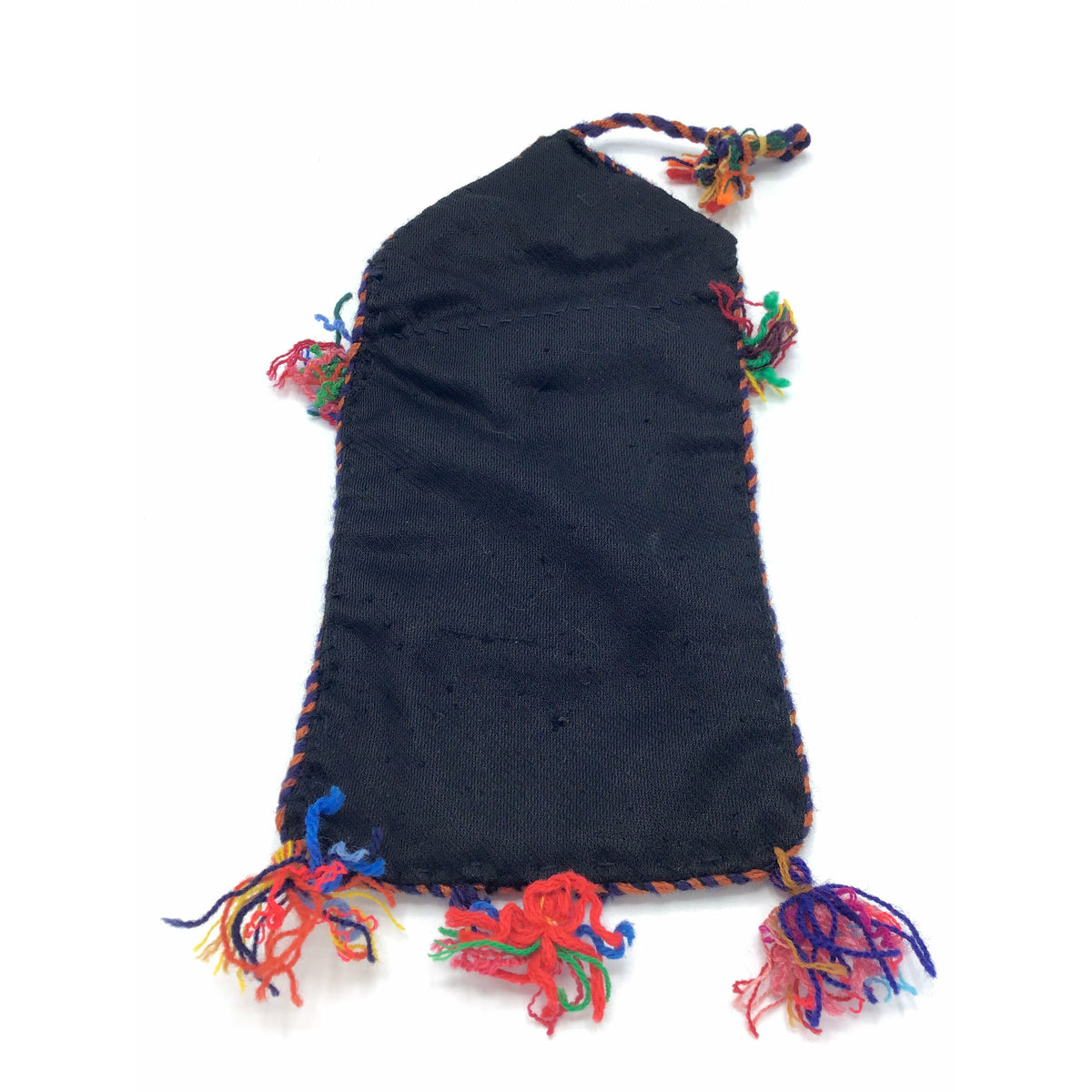 Traditional Bedouin Hand Embroidered Purse or Jewelry Bag, Adorned with Purple and Yellow Flowers - Rita Okrent Collection (AA291b)