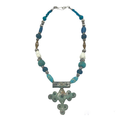 Ancient Islamic Glass with Southern Cross and Silver Elements from the Mauritanian Sahel - Rita Okrent Collection (NE378)