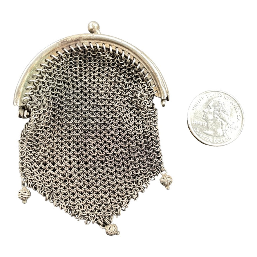 Antique Chain Mail Change Purse, England or France - Rita Okrent Collection (C343b)