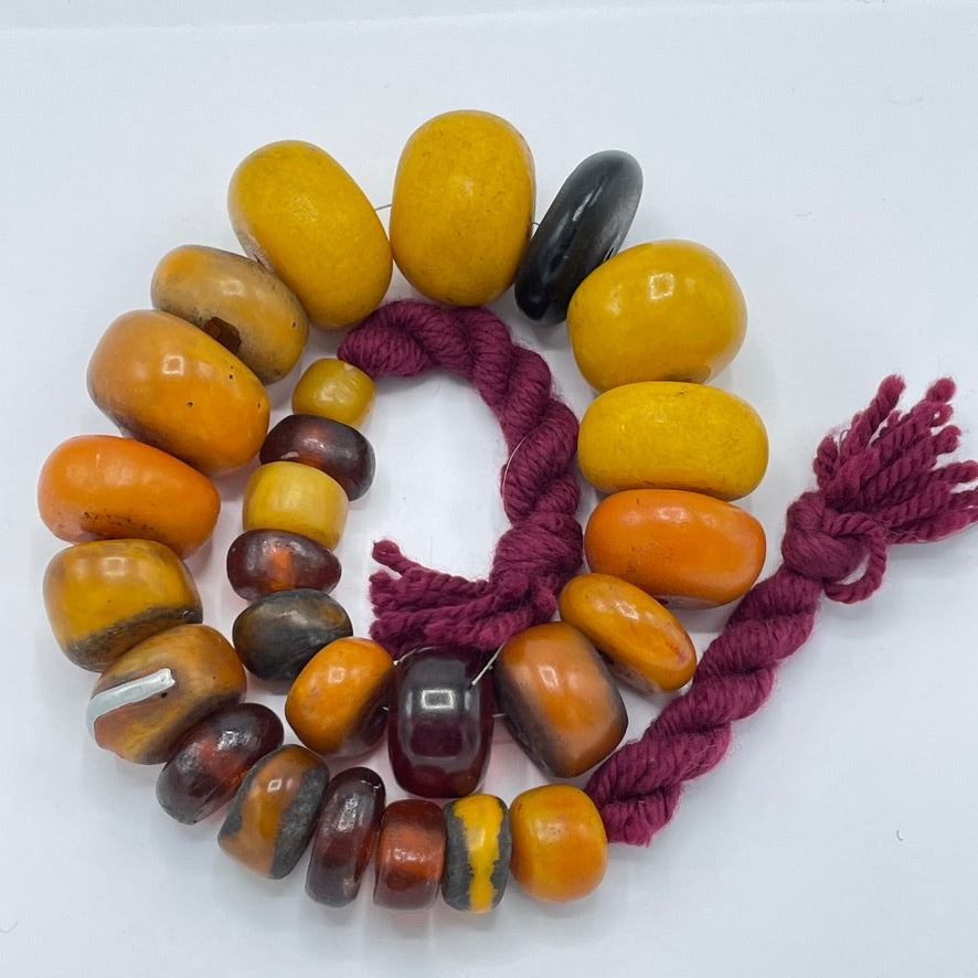 Superb Graduated Faux African Amber Resin Beads from Morocco - Rita Okrent Collection (AT1360)