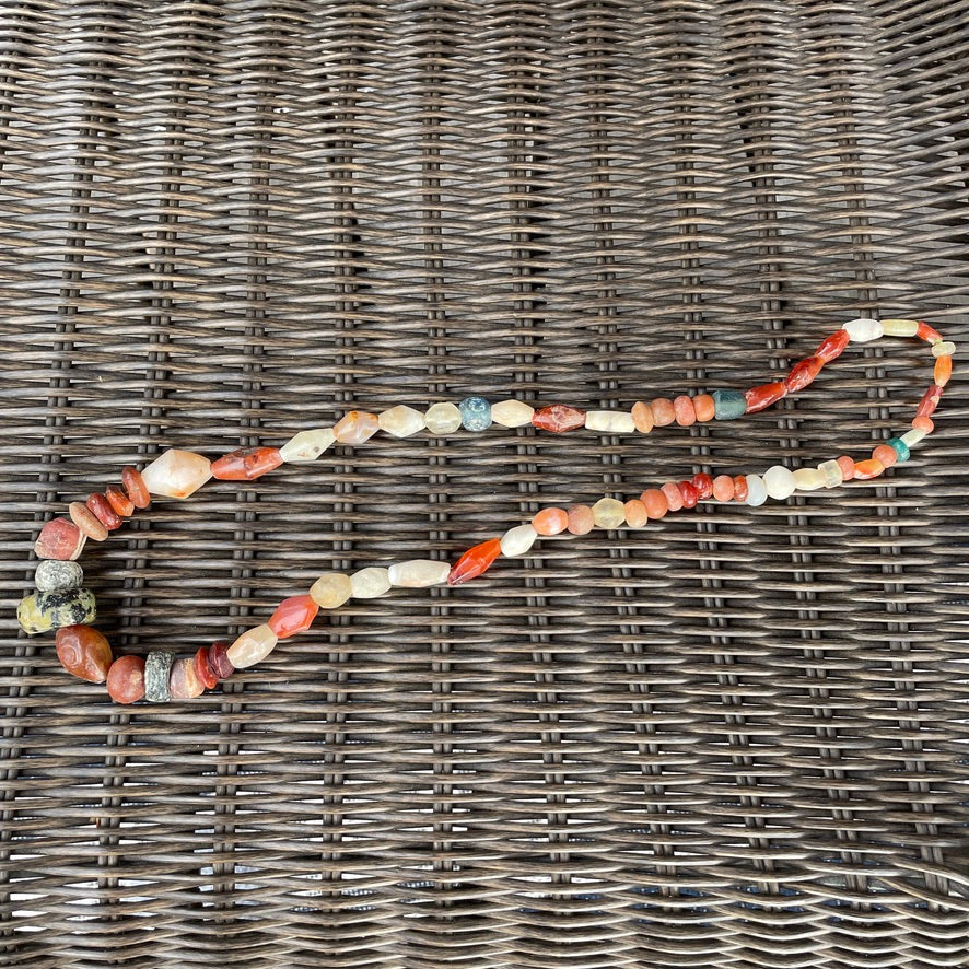 Mixed Ancient Agate, Carnelian, Granite and Rock Crystal Strand - Rita Okrent Collection (S678)