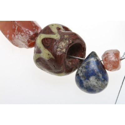 Mixed Bead Group of Venetian Glass, Islamic Glass, Kiffa Bead and Lapis Drop Pendant - Rita Okrent Collection (C344c)