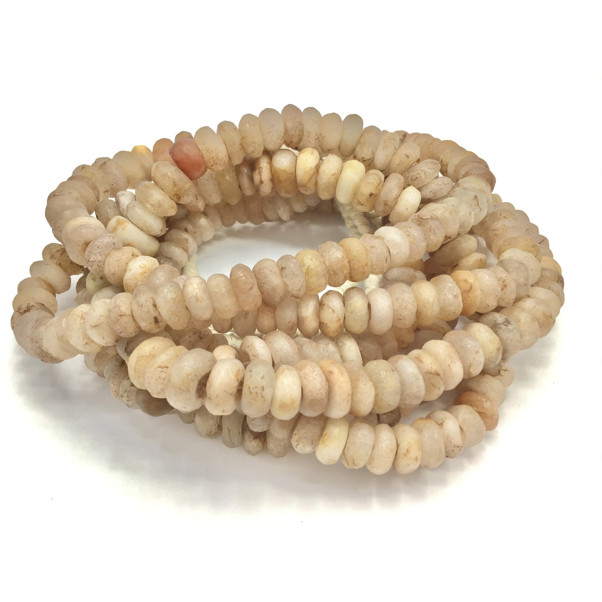 Graduated Ancient Neolithic Translucent Beige Quartz Donut Stone Beads from Mauritania -Rita Okrent Collection (S479)