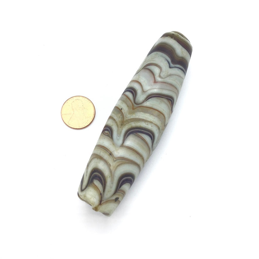 Large Striped Handmade Faux Stone Bead - Rita Okrent Collection (ANT550)