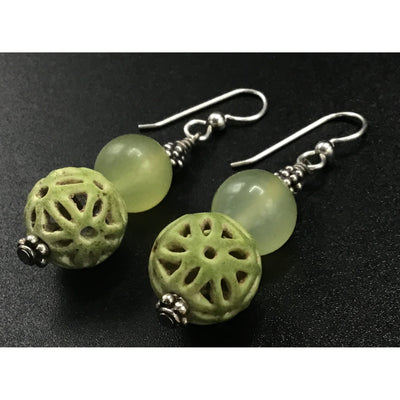Earrings - Gorgeous Greens with Sterling Silver Ear Wires - Rita Okrent Collection (E406)