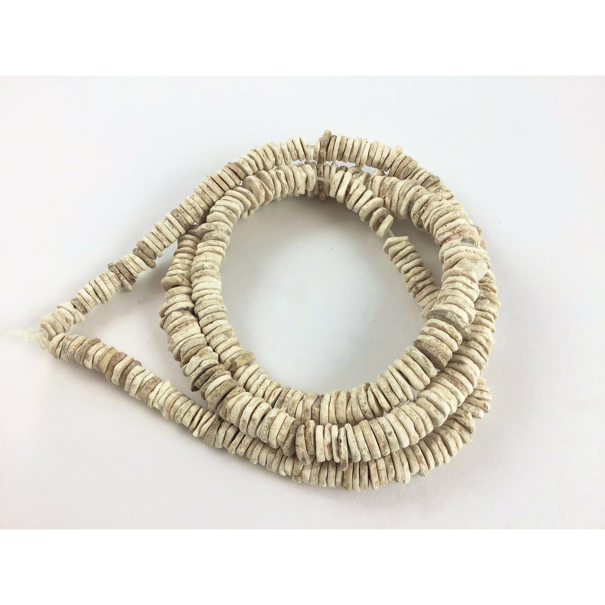 Antique Rustic Heishi Ostrich Egg Shell Beads from West Africa - Rita Okrent Collection (AT0643m)