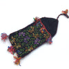 Traditional Bedouin Hand Embroidered Purse or Jewelry Bag, Adorned with Purple and Yellow Flowers - Rita Okrent Collection (AA291b)